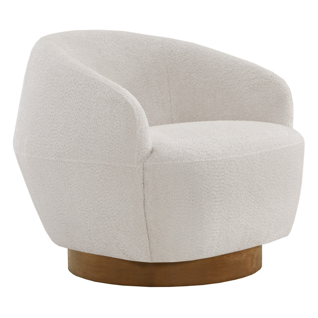 White Fabric Swivel Barrel Accent Chair X7695