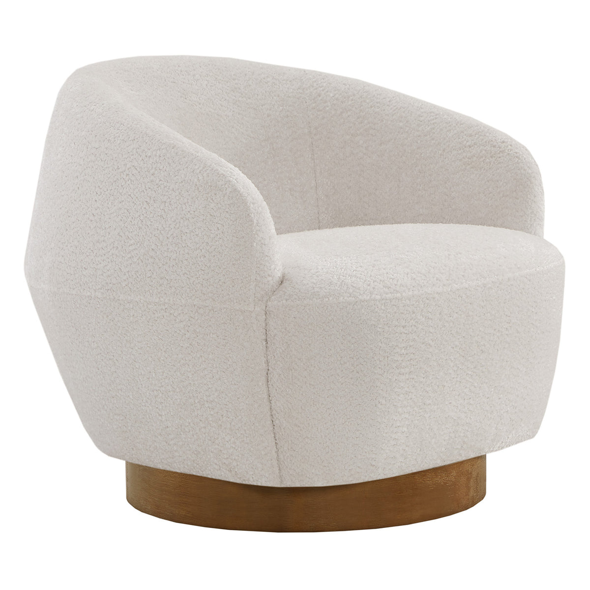 White Fabric Swivel Barrel Accent Chair X7695
