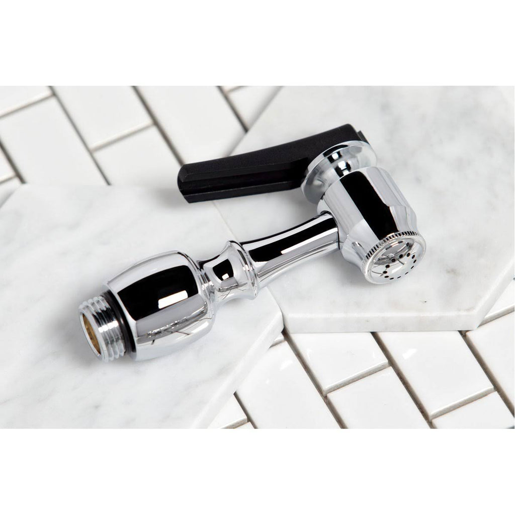 Polished Nickel Widespread Kitchen Faucet with Brass Sprayer B95722