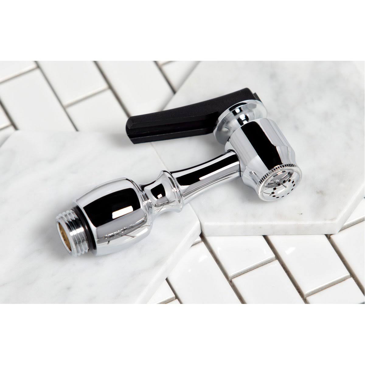 Polished Nickel Widespread Kitchen Faucet with Brass Sprayer B95722