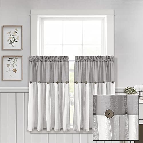 Dark Linen Tier Curtain Set, Pair, 29" W x 36" L Q987