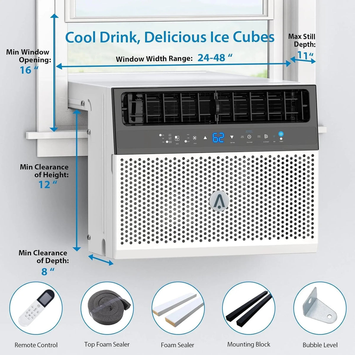 6000 BTU Window Air Conditioner with Remote Control O1925