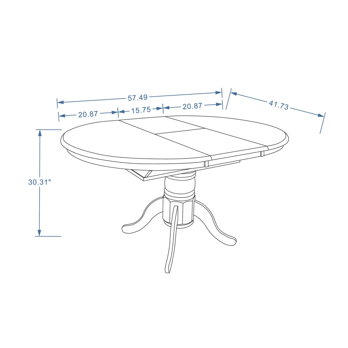 Single Pedestal Dining Table with Butterfly Leaf W9671