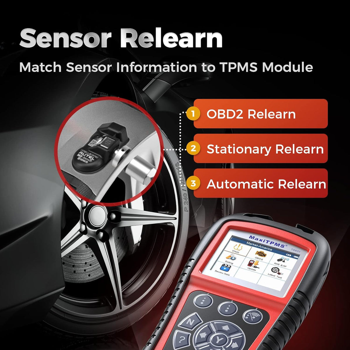 TPMS Relearn Tool with Tire Pressure Sensor Reset T283954