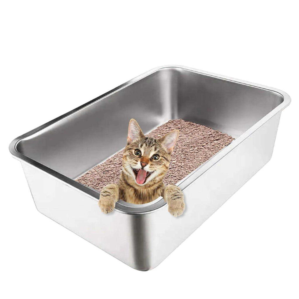 Stainless Steel Cat Litter Box With High Sides D476