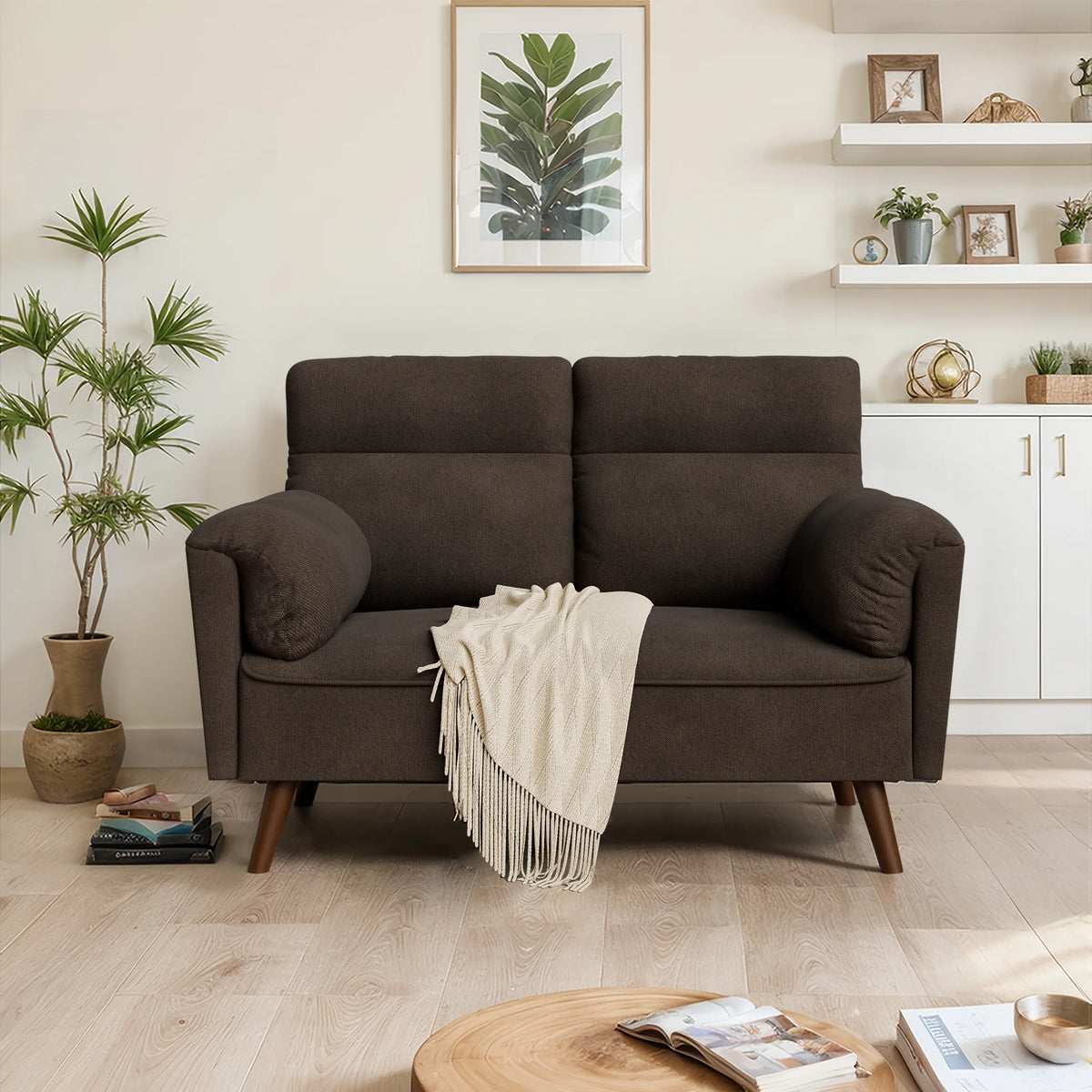 49'' Dark Gray Upholstered Loveseat Sofa with Solid Wood Legs R330