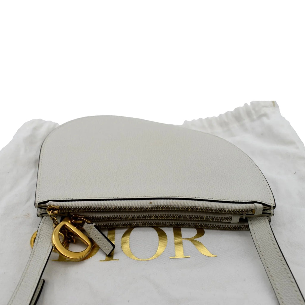White Leather Crossbody Pouch Bag V3226