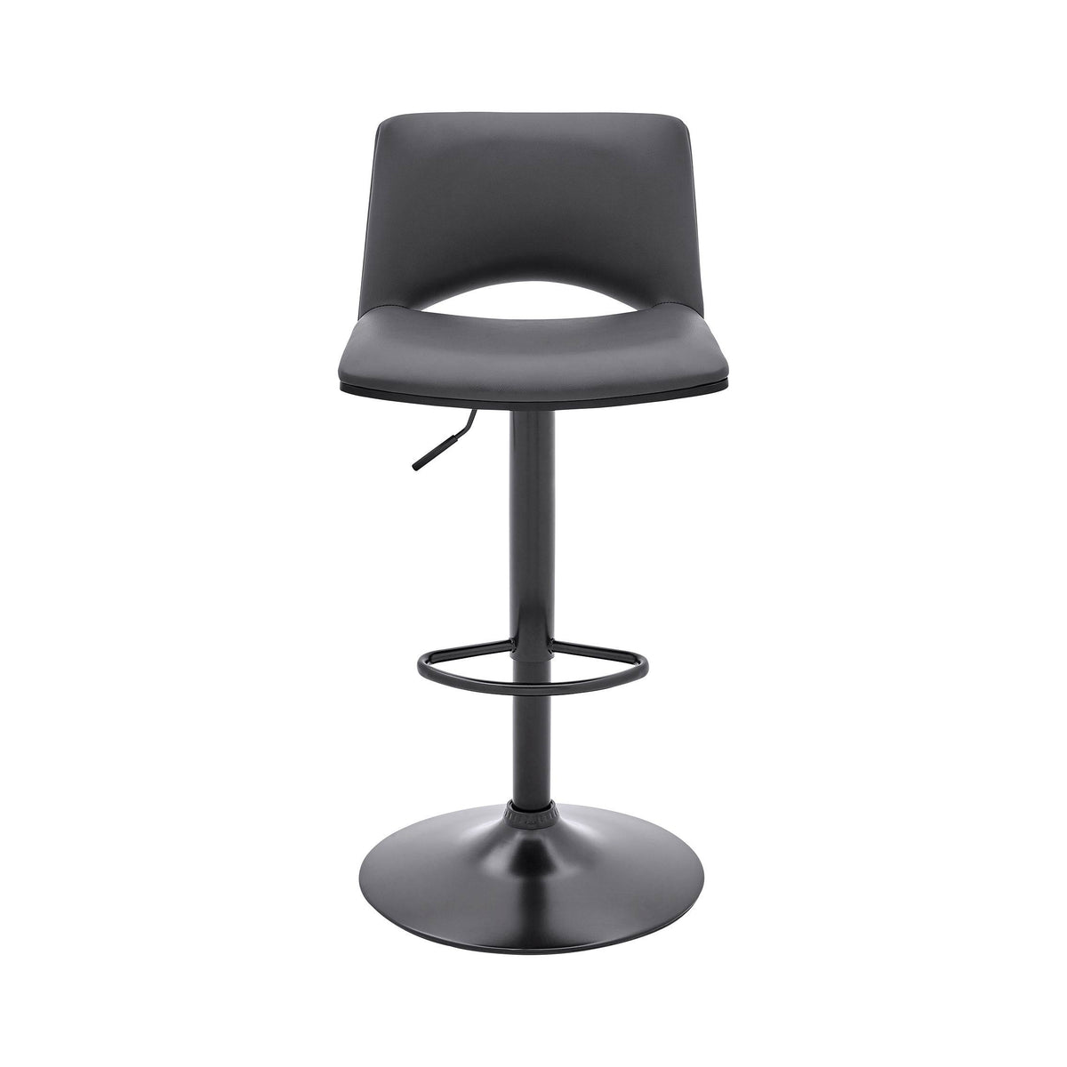 Gray Faux Leather and Black Metal Adjustable Swivel Bar Stool L61788