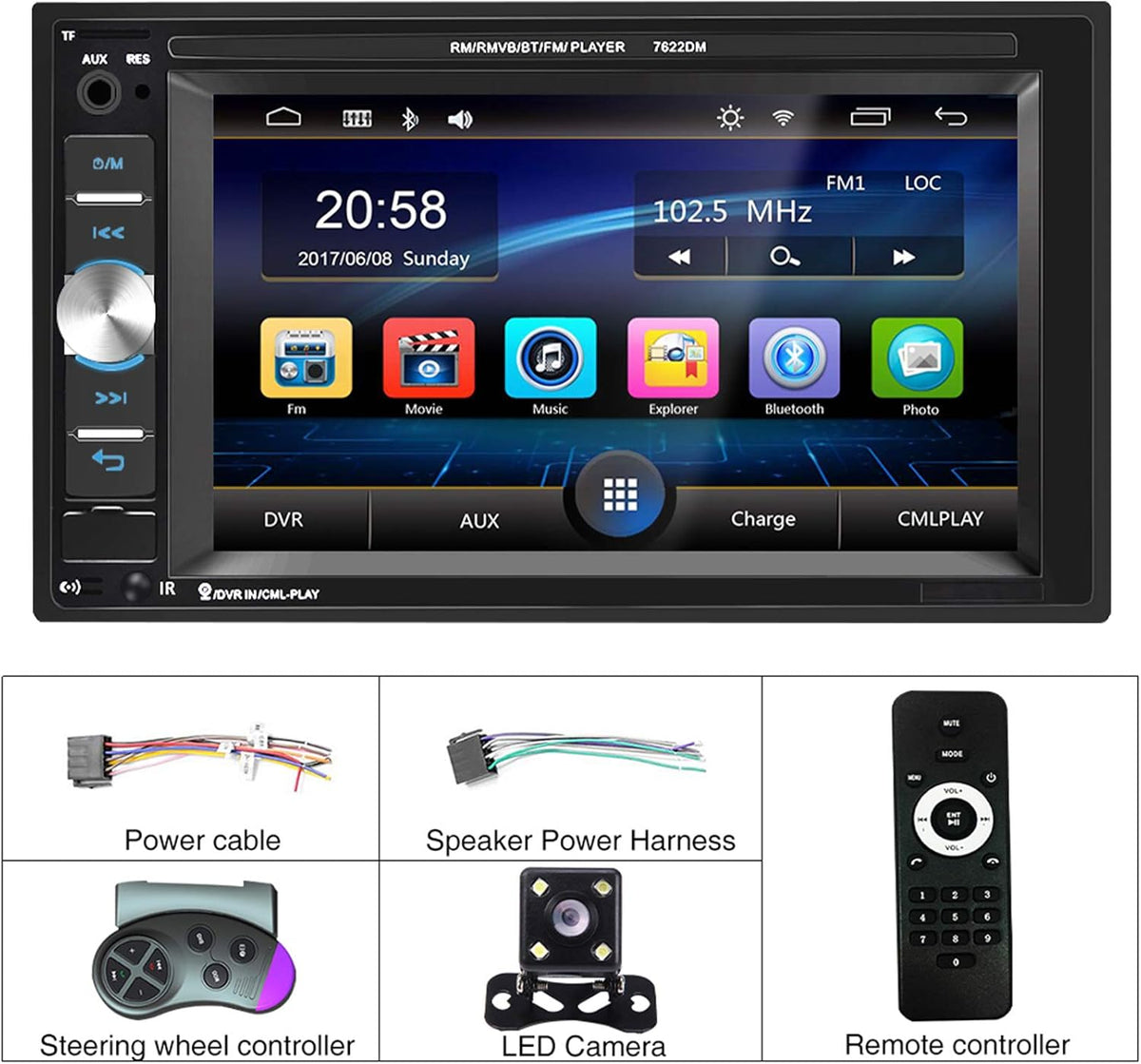 6.2 Inch Touch Screen Double Din Car Radio with Bluetooth and Backup Camera E20281