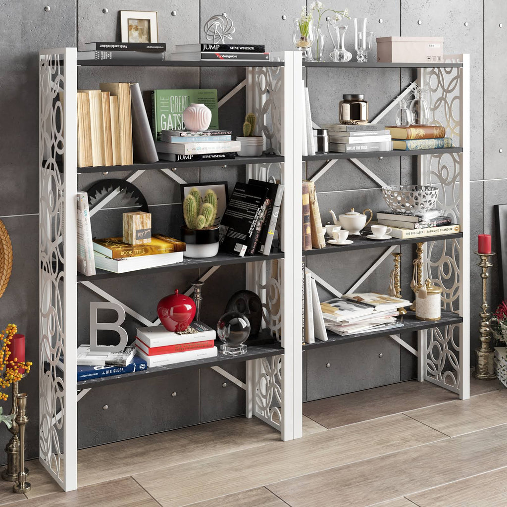 White Metal Wood Bookcase K984