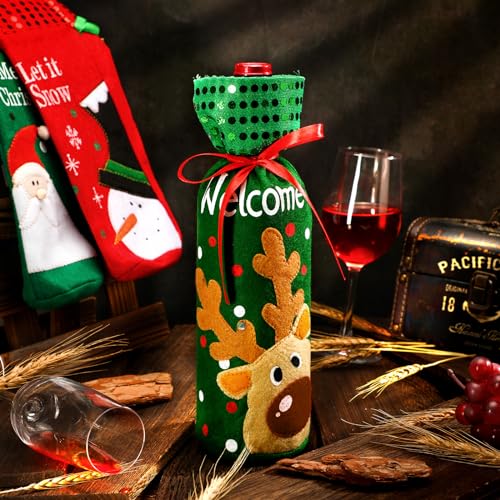 12 Pieces Christmas Wine Bottle Bags F458