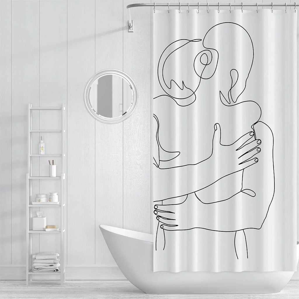 White Polyester Fabric Shower Curtain Liner B200402