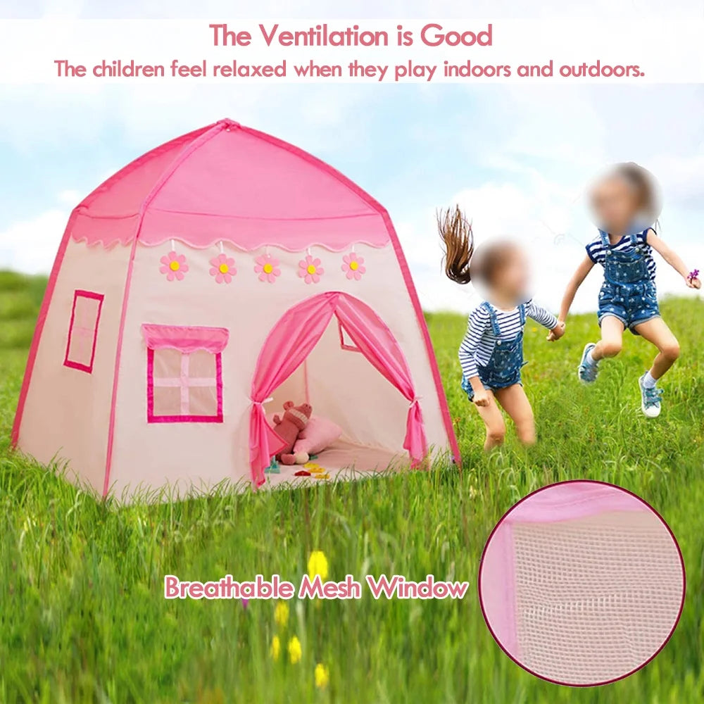 Pink Castle Kids Play Tent with Carry Bag L29559