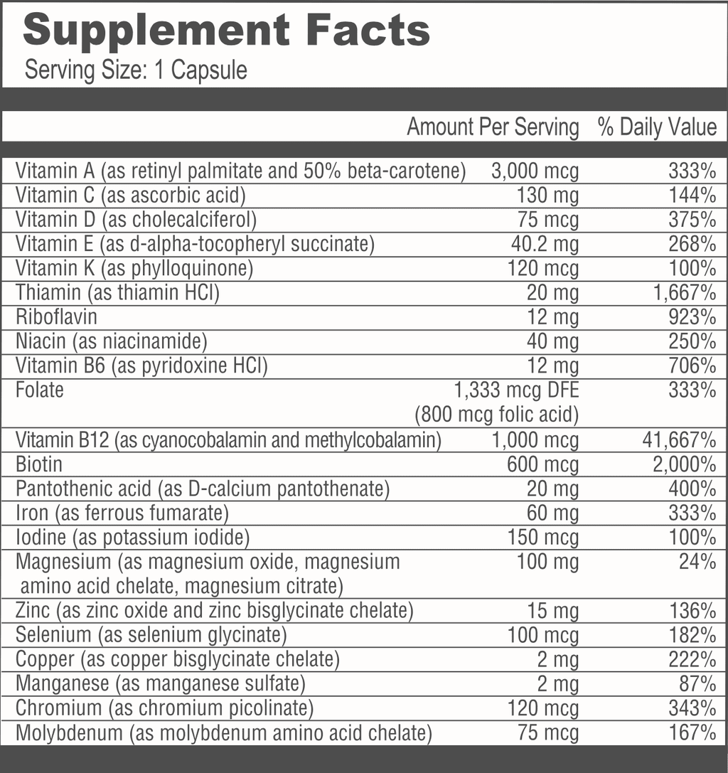 Bariatric Multivitamin Capsules 1-Month Supply with Iron and Calcium Citrate Soft Chews C36077