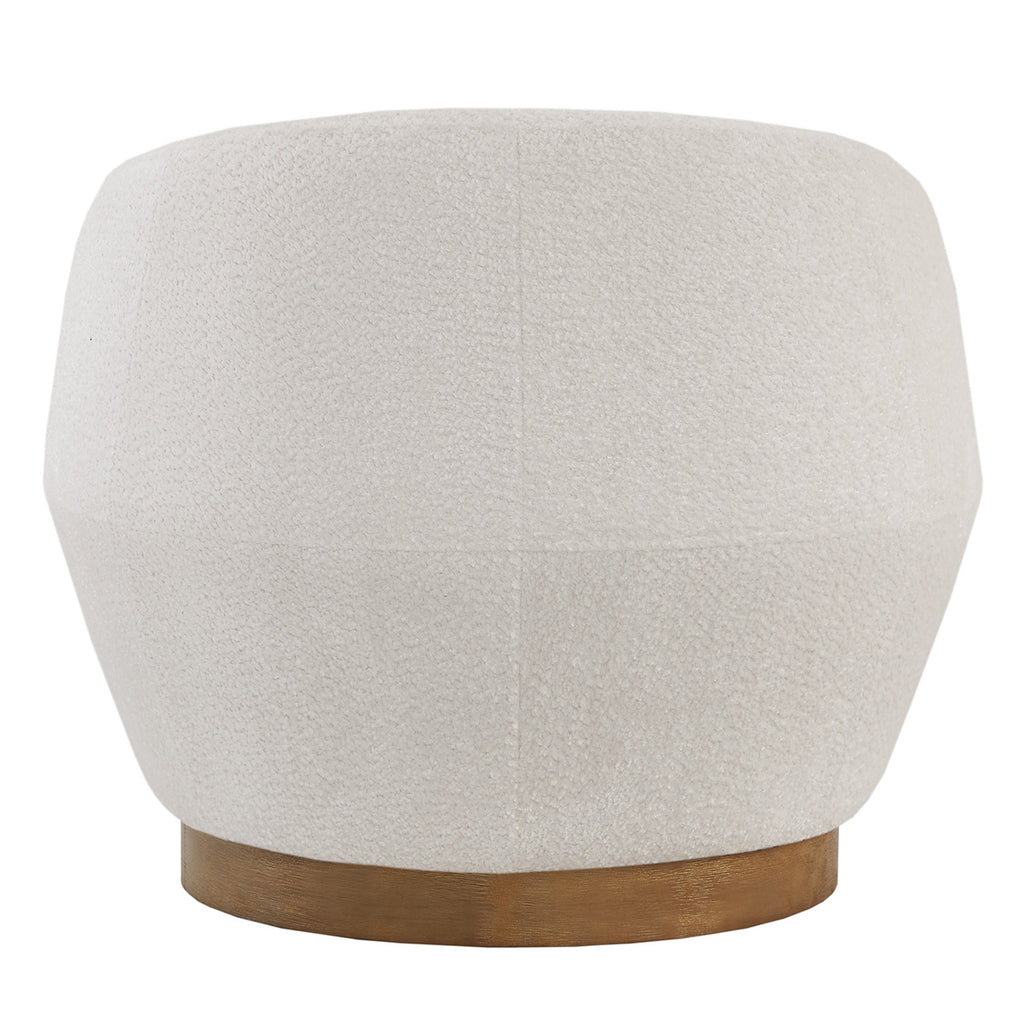 White Fabric Swivel Barrel Accent Chair X7695