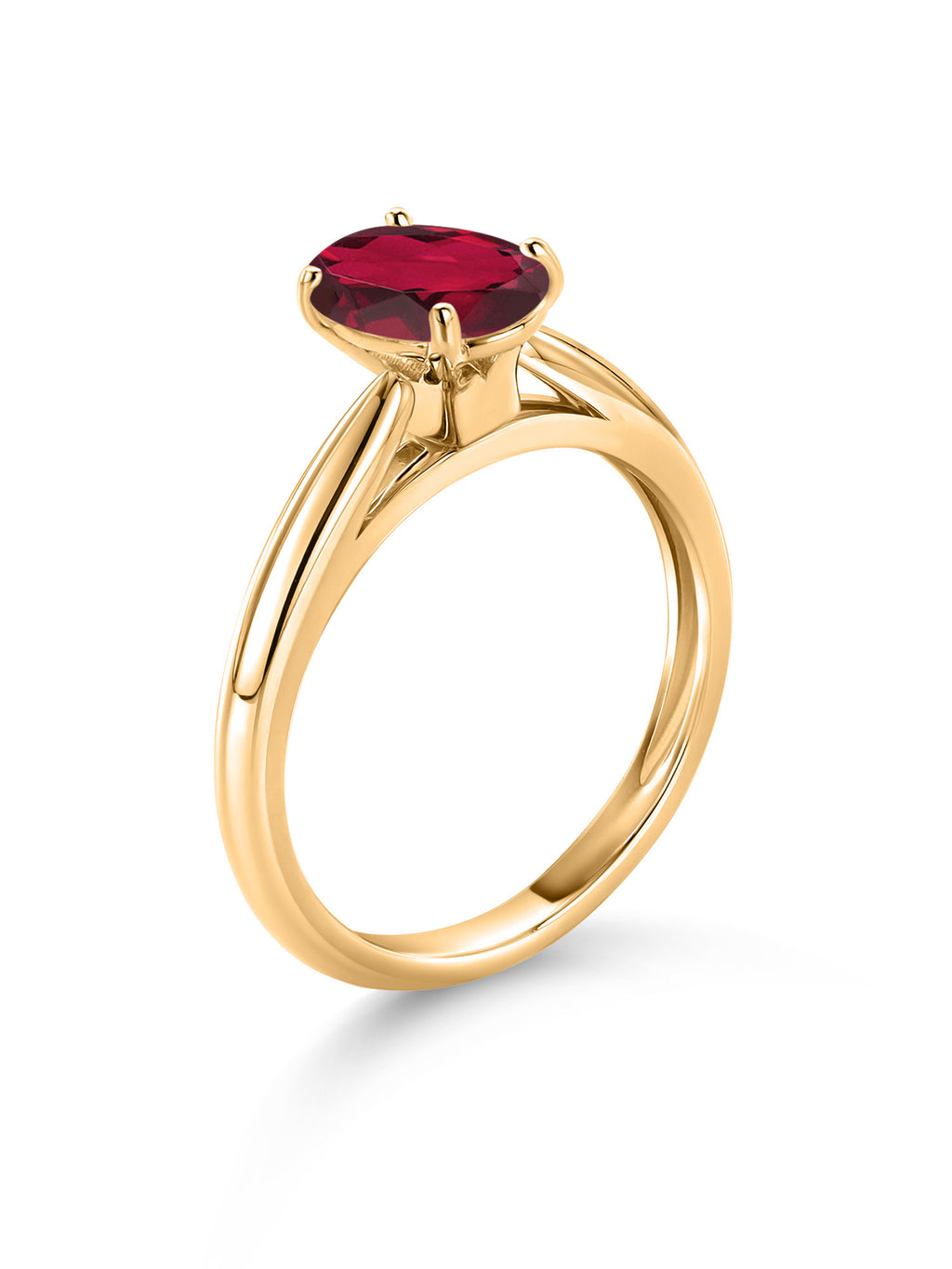 10K Yellow Gold Ruby Red Mystic Topaz Solitaire Engagement Ring (1.30 Cttw, Oval 8X6MM) Q78954