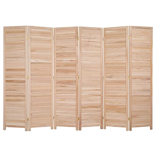 Wood Room Divider Privacy Screen, 5.9 Ft Tall Folding Partition, 6 Panel R883477