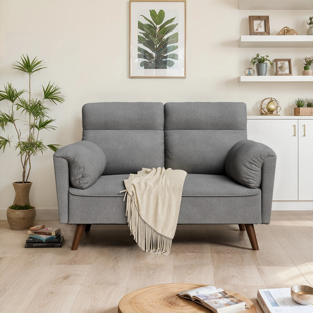 49'' Dark Gray Upholstered Loveseat Sofa with Solid Wood Legs R330