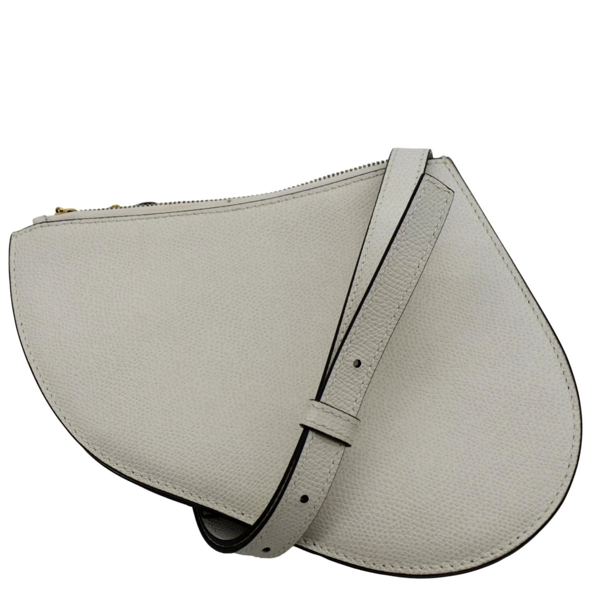 White Leather Crossbody Pouch Bag V3226