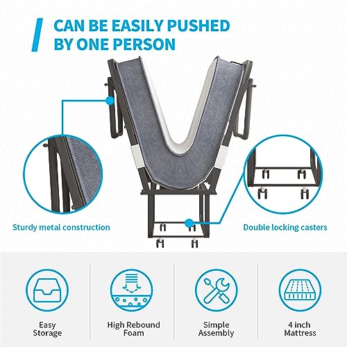 Folding Bed with 5 Inch Memory Foam Mattress, Single Rollaway Bed with Lockable Wheels K780