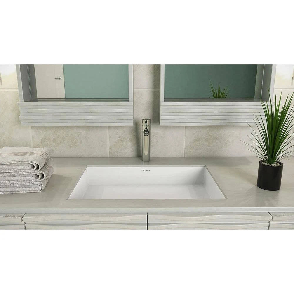 White Solid Surface Rectangular Undermount Lavatory P5351