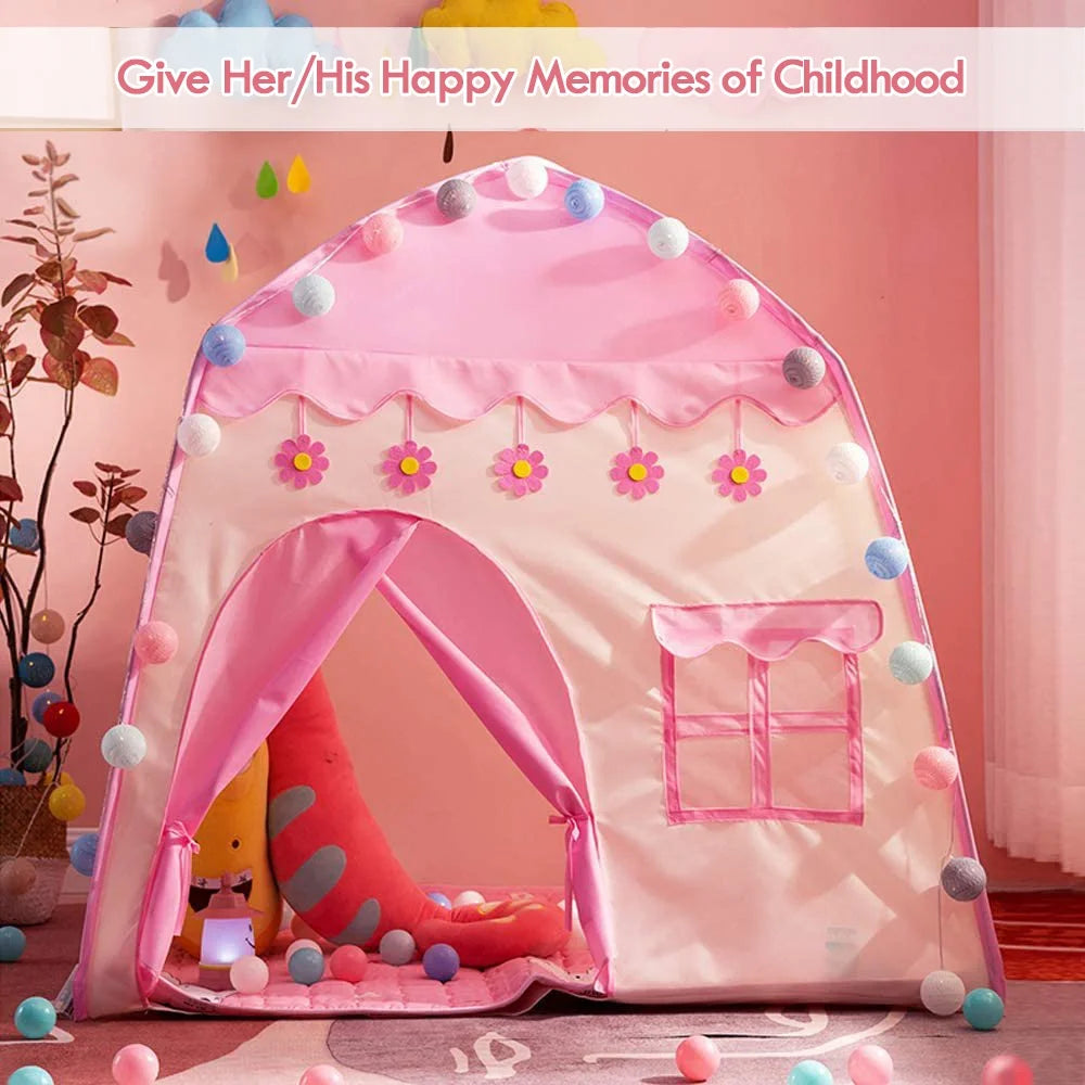 Pink Castle Kids Play Tent with Carry Bag L29559