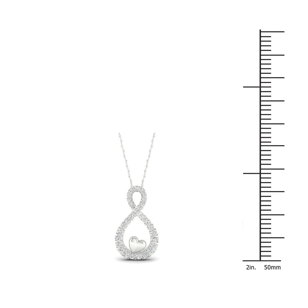 1/6Ct TDW Diamond 10K White Gold Infinity Heart Necklace G12786