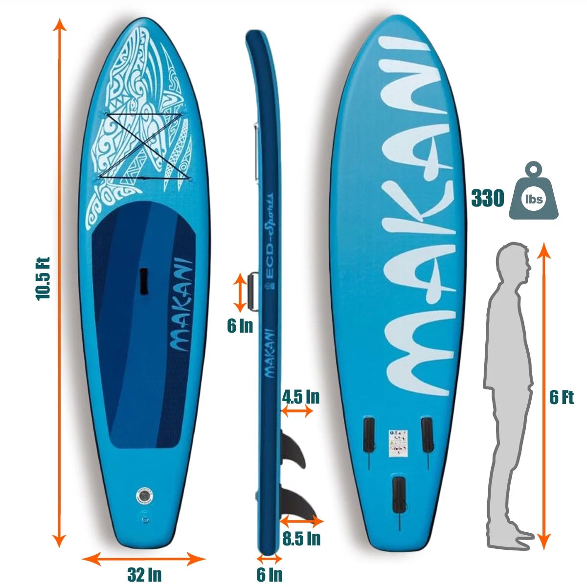 10.5' Inflatable Paddle Board 330 lb Capacity X96973