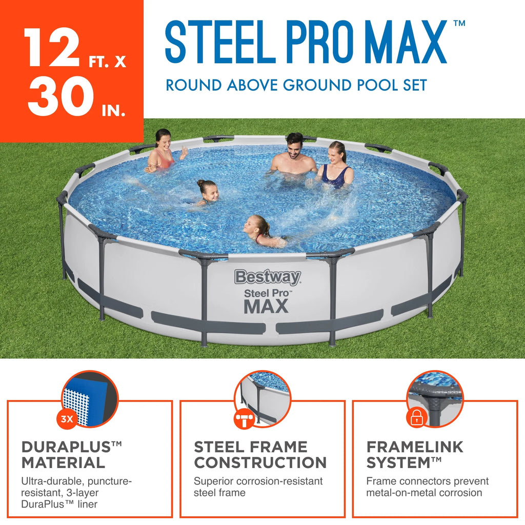 12 Foot by 30 Inch Above Ground Swimming Pool Set I5669