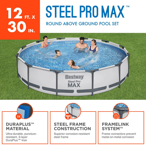 12 Foot by 30 Inch Above Ground Swimming Pool Set I5669