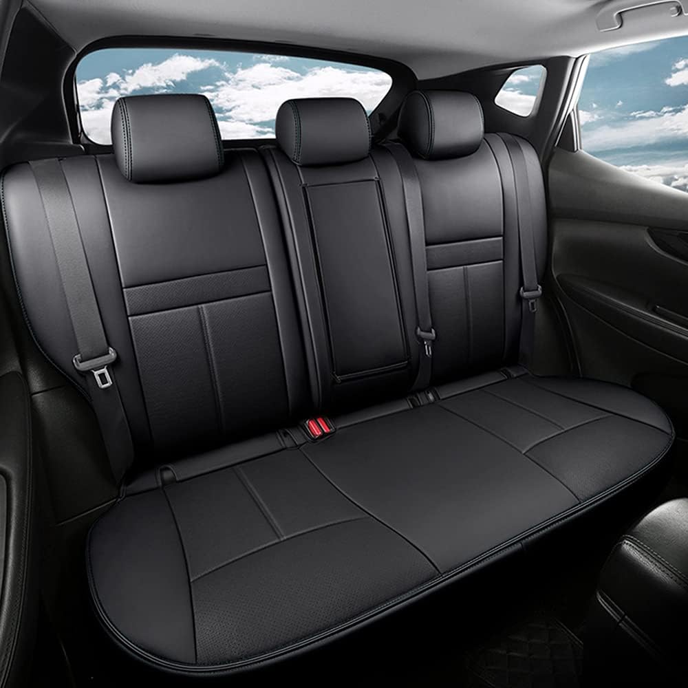Black Faux Leather Car Seat Covers Full Set A127