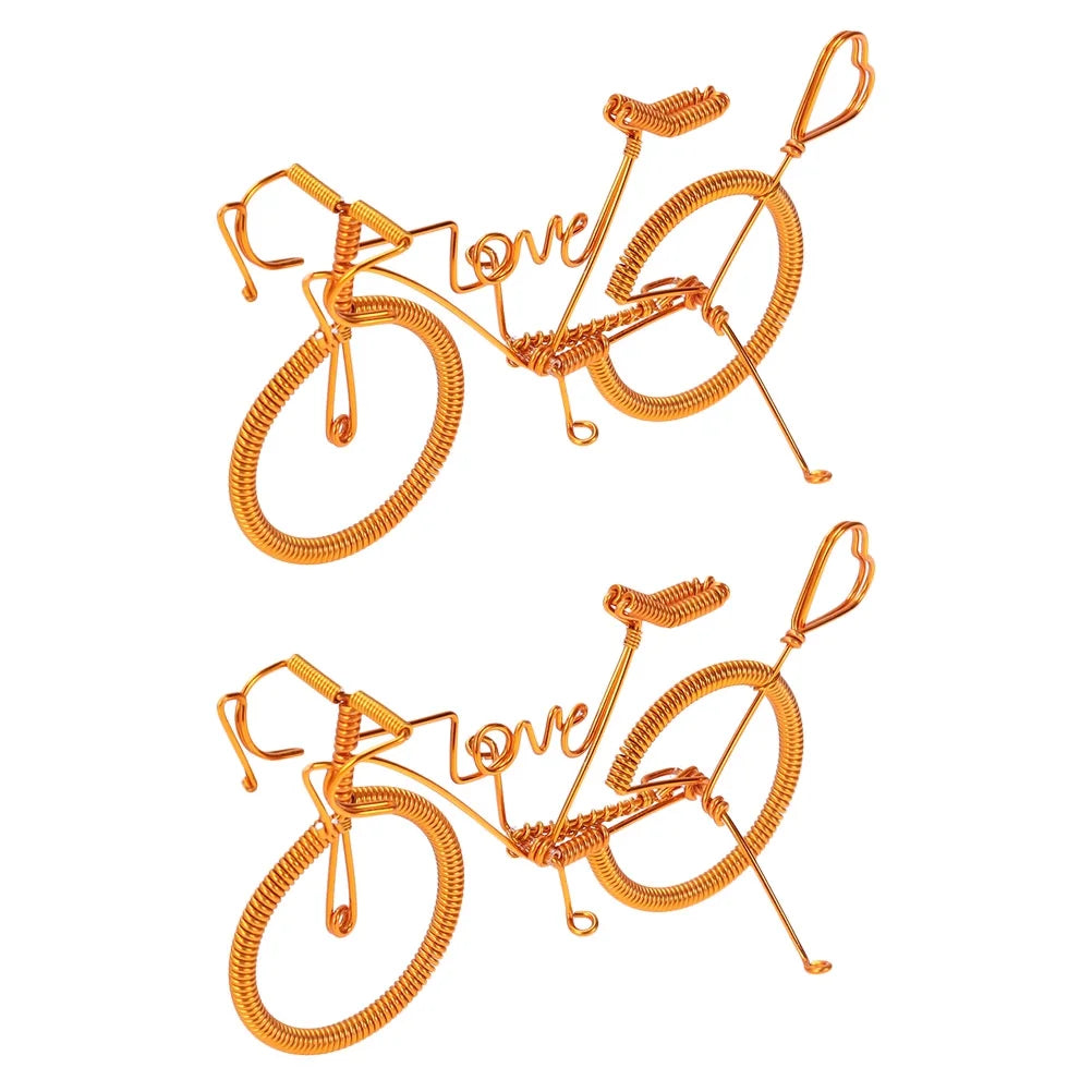 2pcs Metal Bike Figurine Miniatures Home Ornaments E819