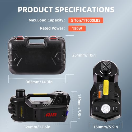 Electric Car Jack 5 Ton 12V Portable Hydraulic Jack with Led Light V73329
