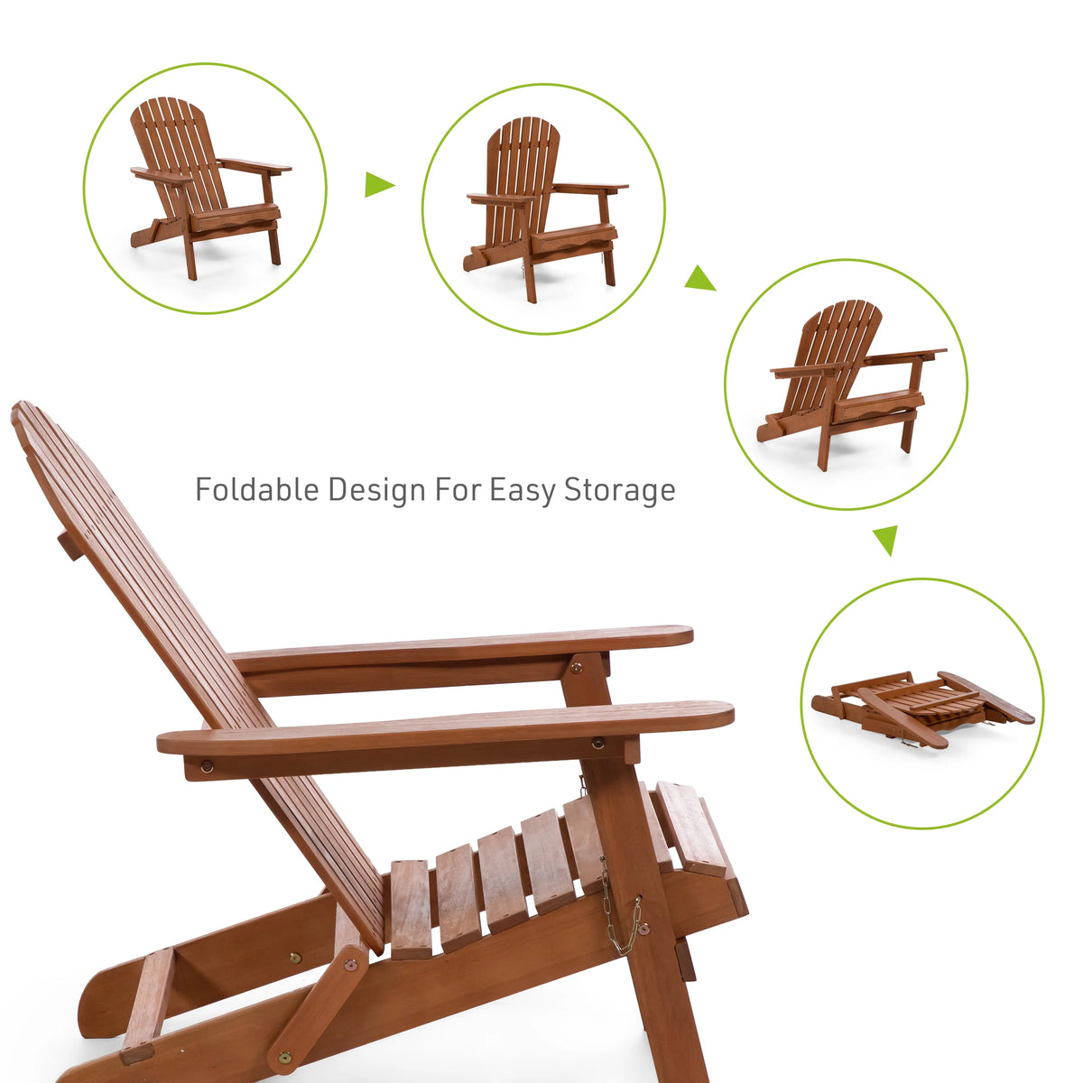 Natural Wood Foldable Patio Adirondack Chair, Set of 2 S898