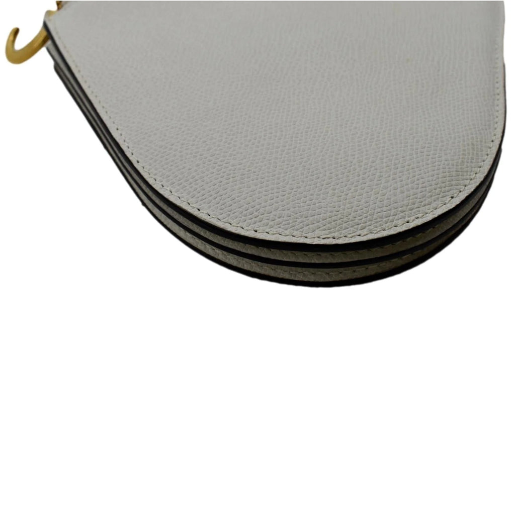White Leather Crossbody Pouch Bag V3226