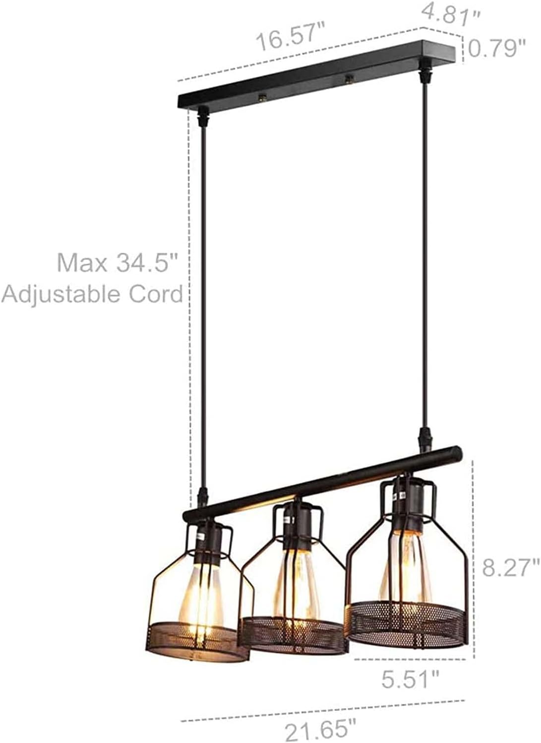 3-Light Industrial Pendant Light Fixtures Rustic Cage Chandelier I49552