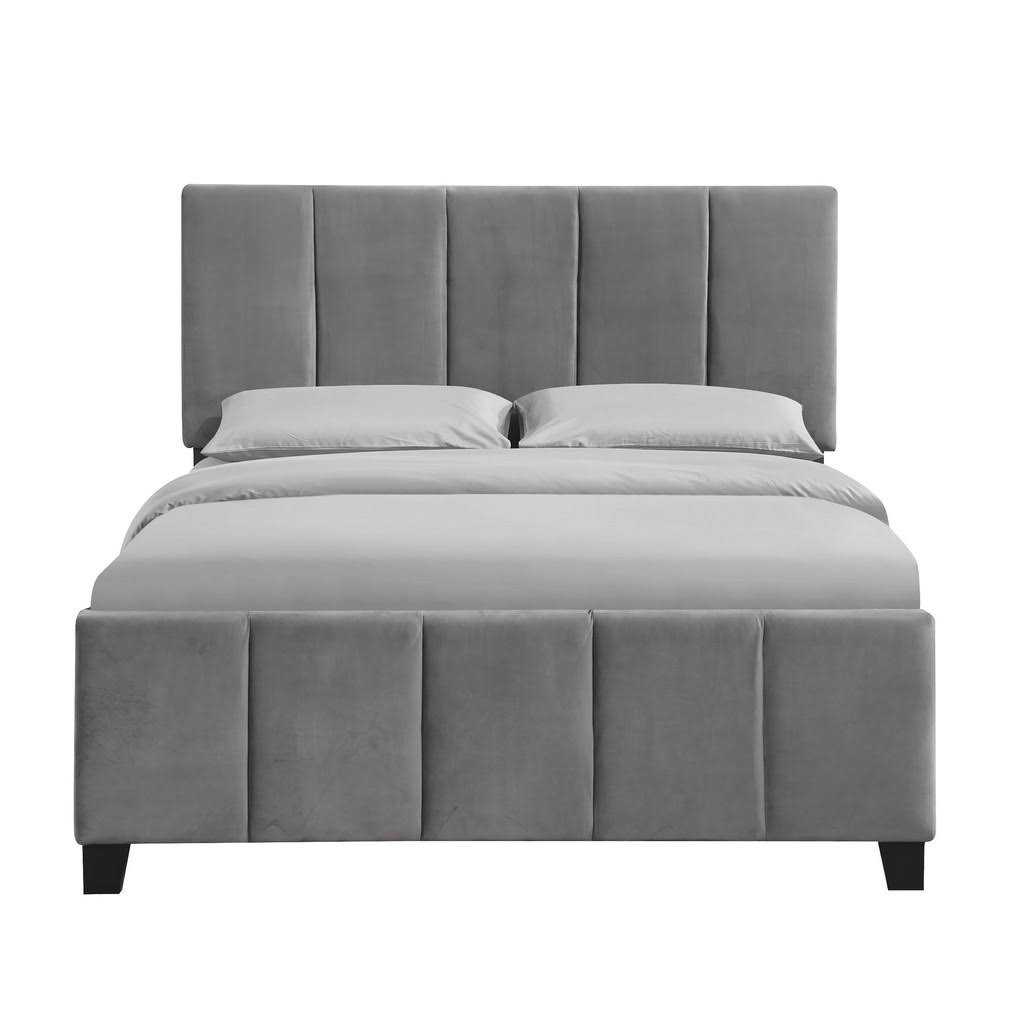 King Modern Channel Bed in Flannel Gray Velvet N855844