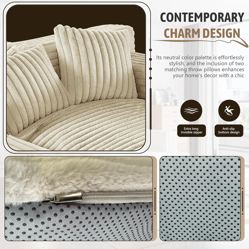 Oversized Chaise Lounge Sofa with 2 Throw Pillows Q420312