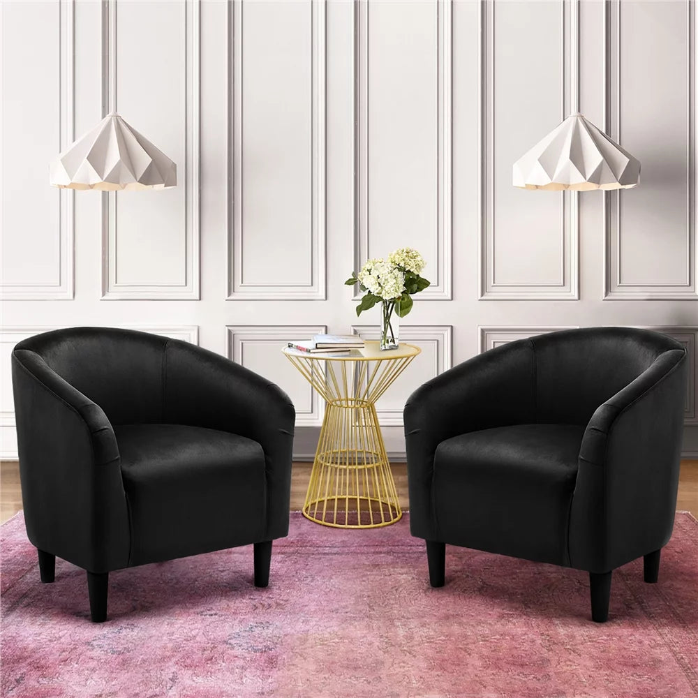 Black Velvet Barrel Accent Chair P5747