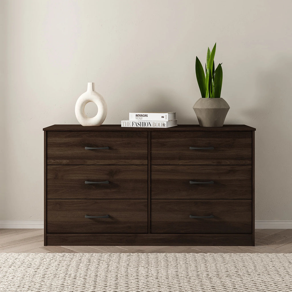 6 Drawer Dark Walnut Dresser D411064