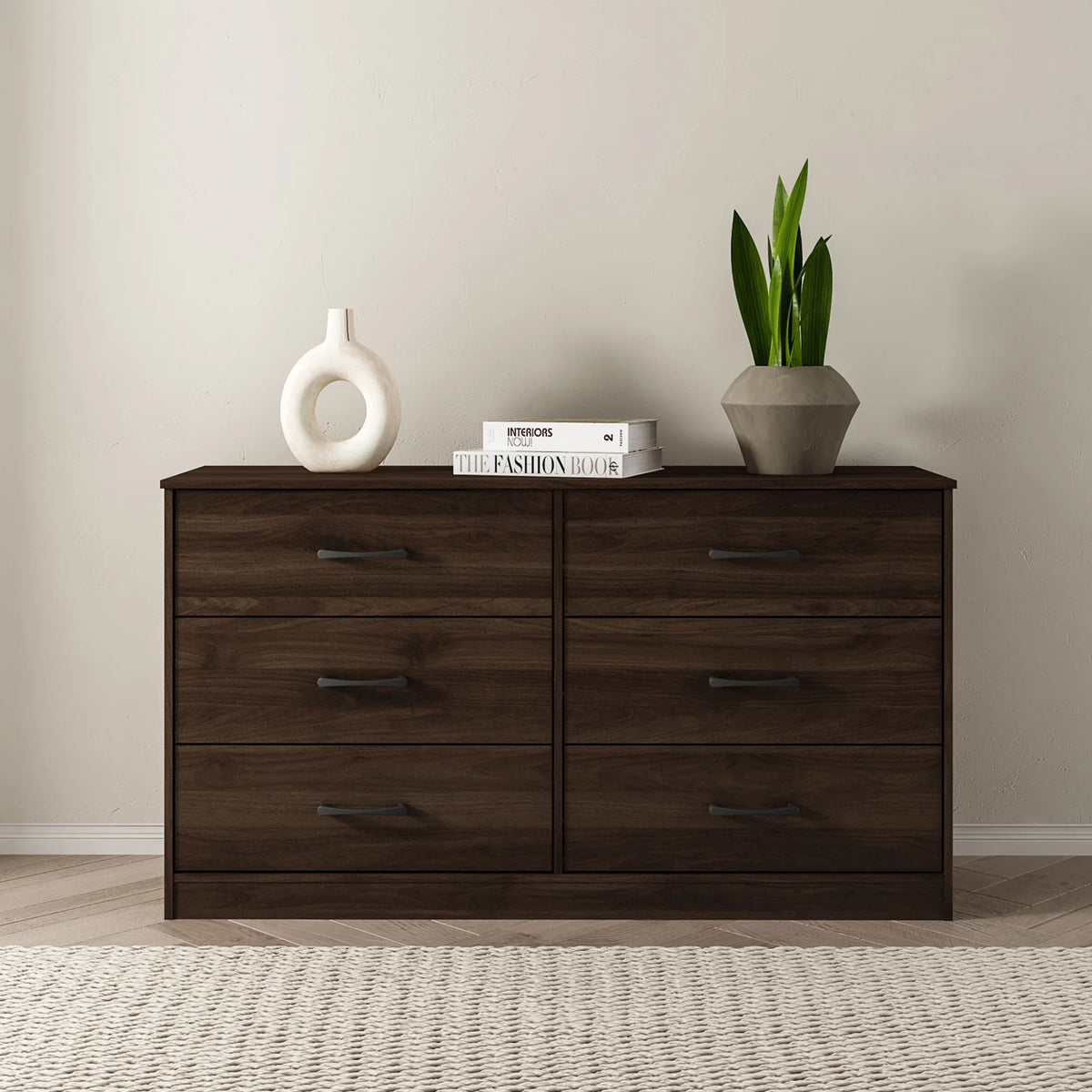 6 Drawer Dark Walnut Dresser D411064