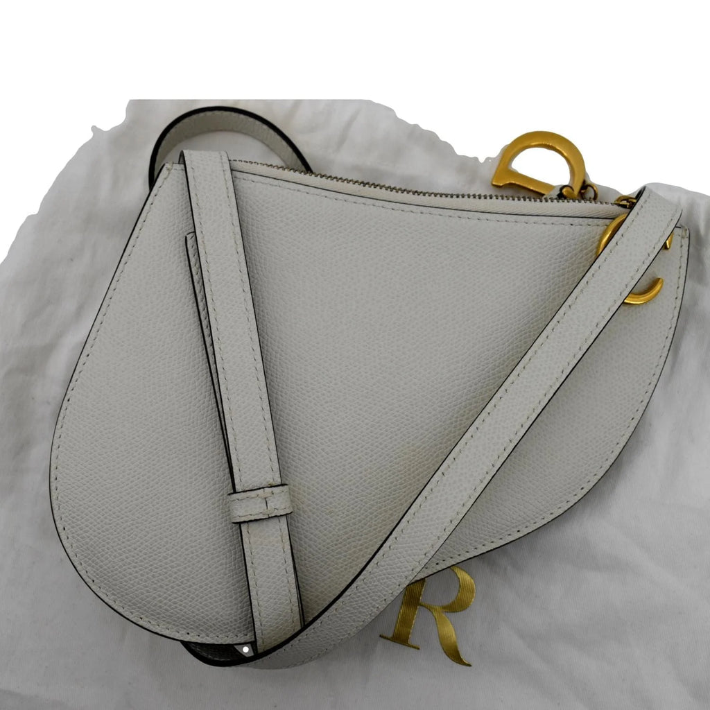 White Leather Crossbody Pouch Bag V3226