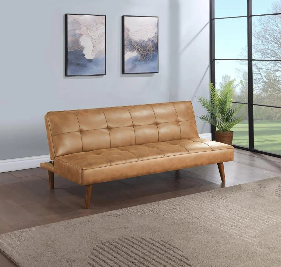 Faux Leather Tufted Convertible Sofa Bed H38174