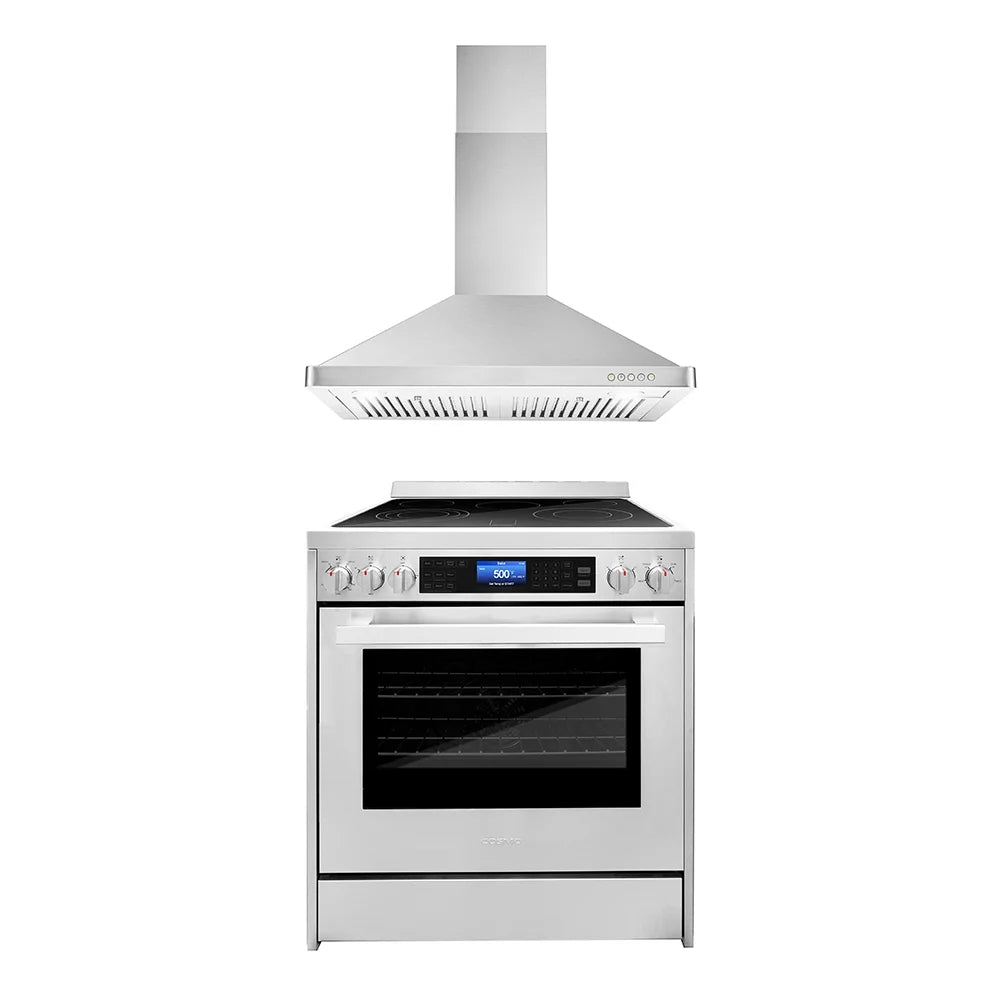2 Piece Kitchen Appliance Package with Electric Range and Wall Mount Range Hood R359