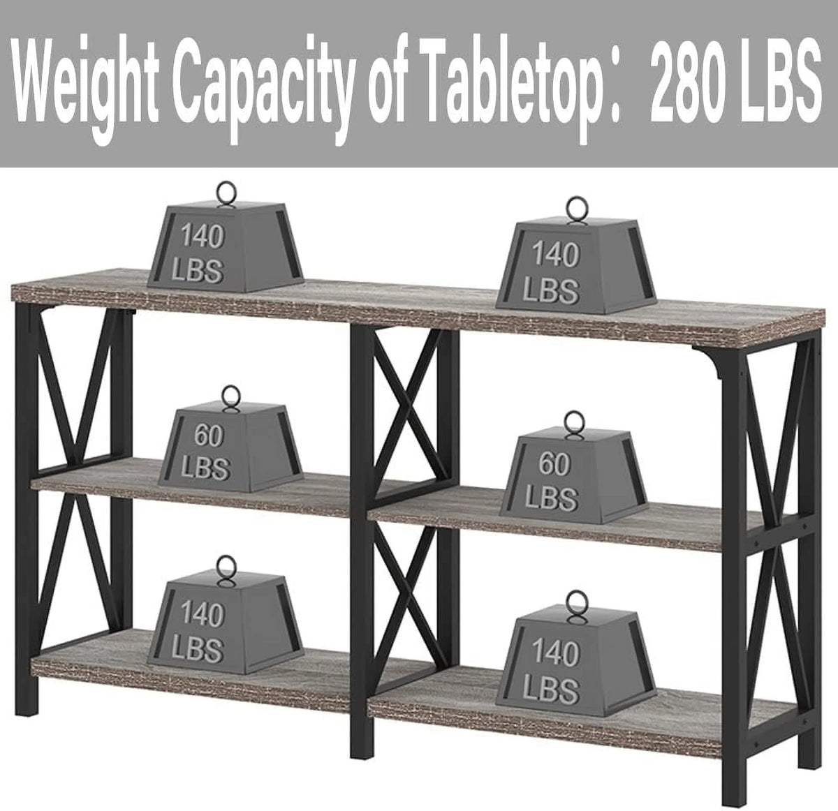 Light Grey Oak 47 Inch Storage Console Table K625020