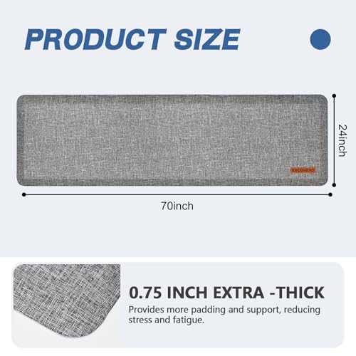 Anti Slip 7/8 inchs Anti Fatigue Kitchen Floor Mat, Waterproof Kitchen Runner (Light Gray, 17.3" x 39") V884