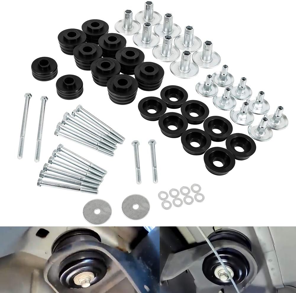 Body Mount Bushing Kit with Steel Sleeves & Hardware & Polyurethane Body Cab Mounts J2537