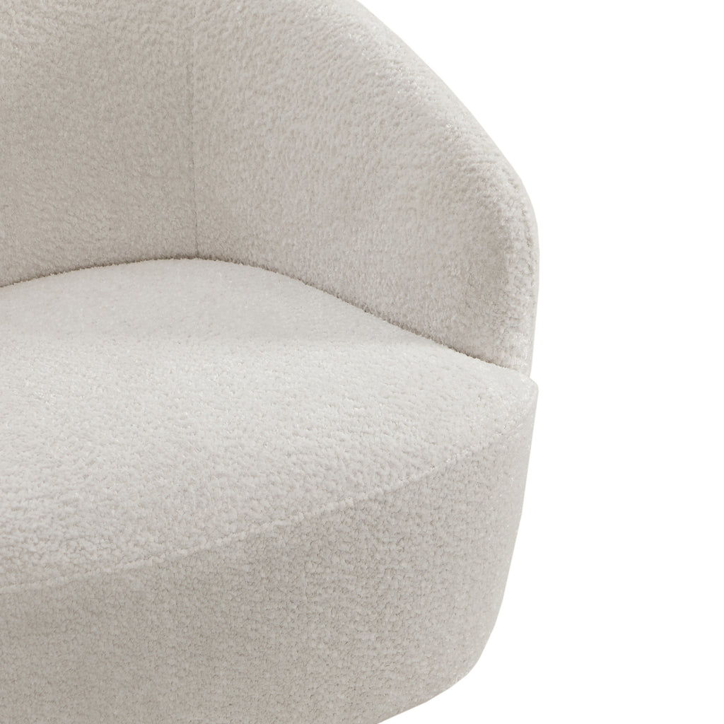 White Fabric Swivel Barrel Accent Chair X7695