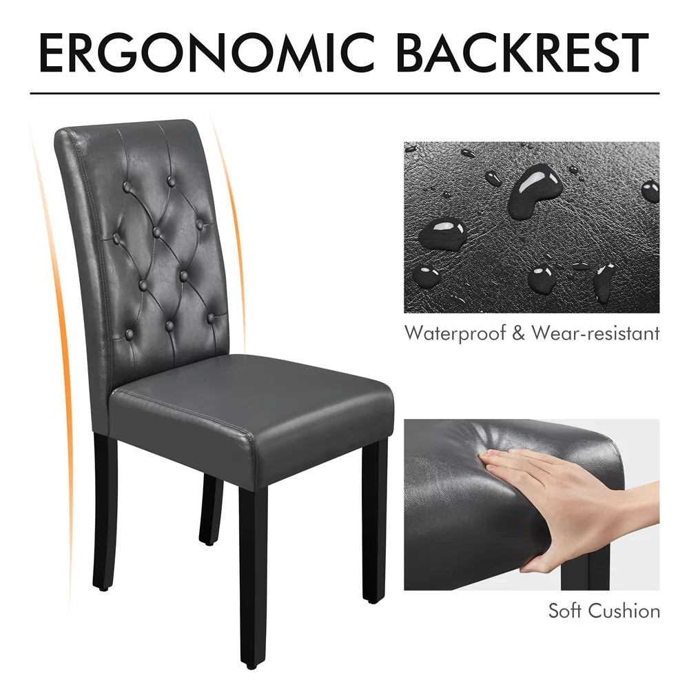 Gray Tufted Padded Dining Chair Set of 2 W60552