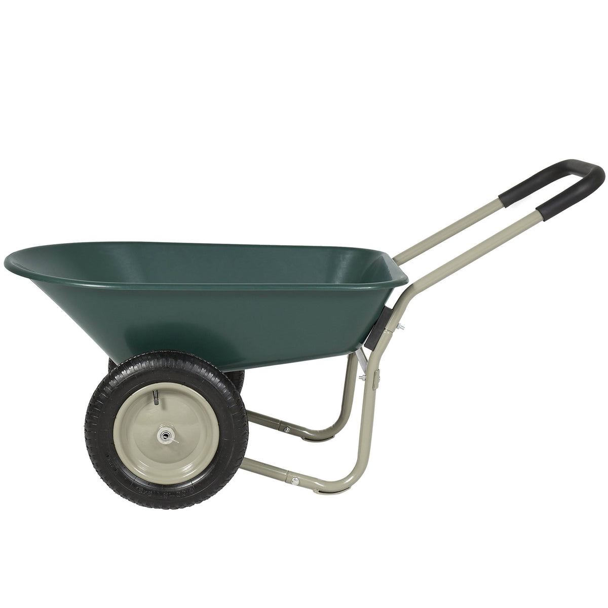 Green Dual Wheel Wheelbarrow Yard Cart F5343